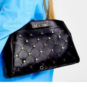 Love Moschino stud shoulder bag in black